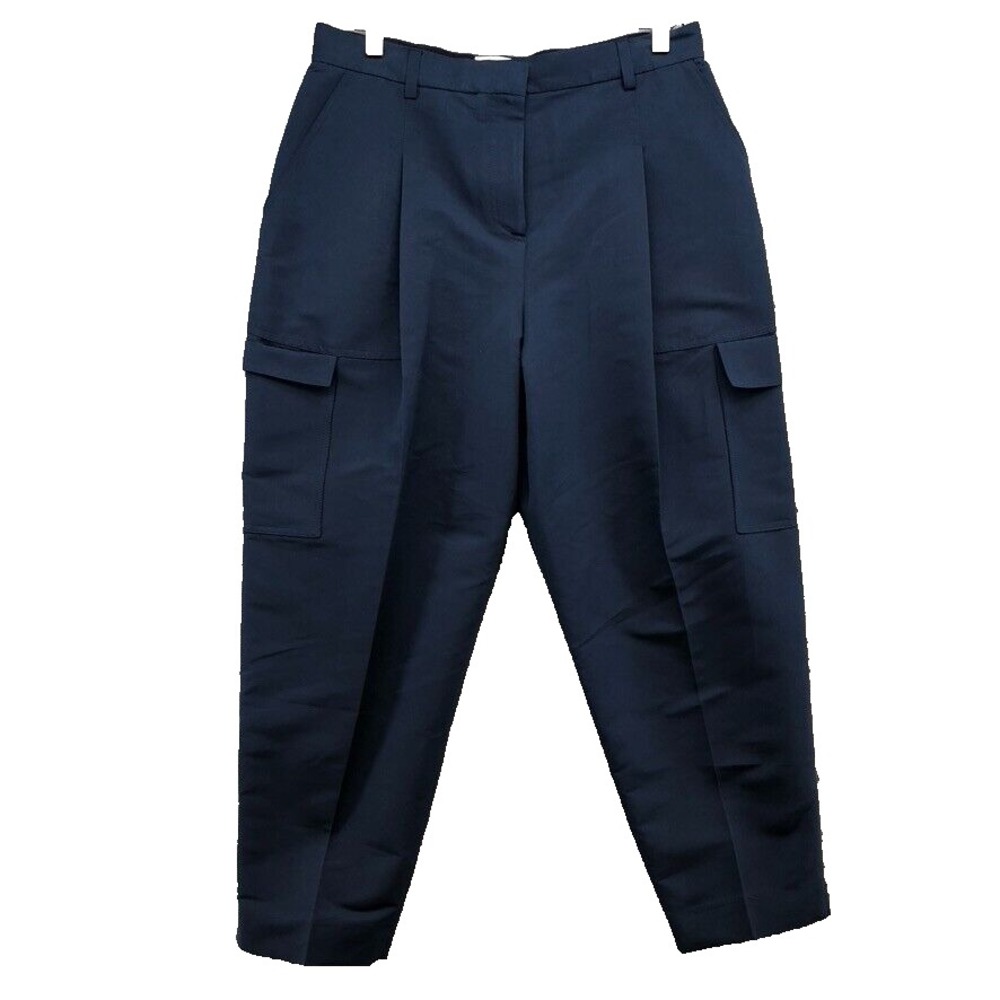 Maison Rabih Kayrouz Cargo Pants Womens 42 8 Navy Blue Tapered High Rise Utility